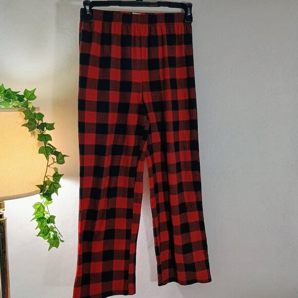 VGUC: Kids' Faded Glory sz XL 14/16 Moose Red Black Plaid Pajama Set - Picture 6 of 7